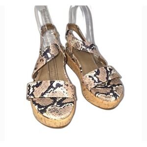 LUCCA Lane Olympia Safari Snakeskin Platform Cork Sandal Size 10 NWOT